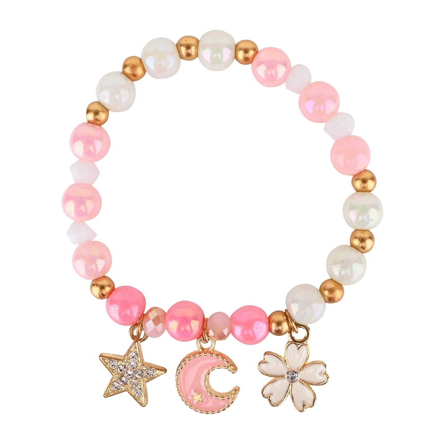 Star Moon Multi Charm Beaded Bracelet - Image 2