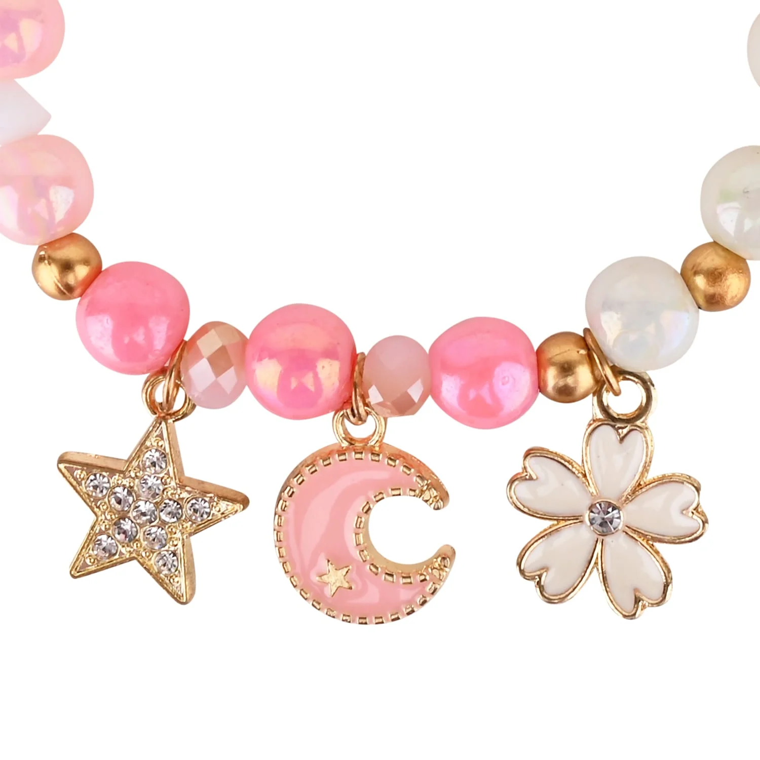 Star Moon Multi Charm Beaded Bracelet - Image 4