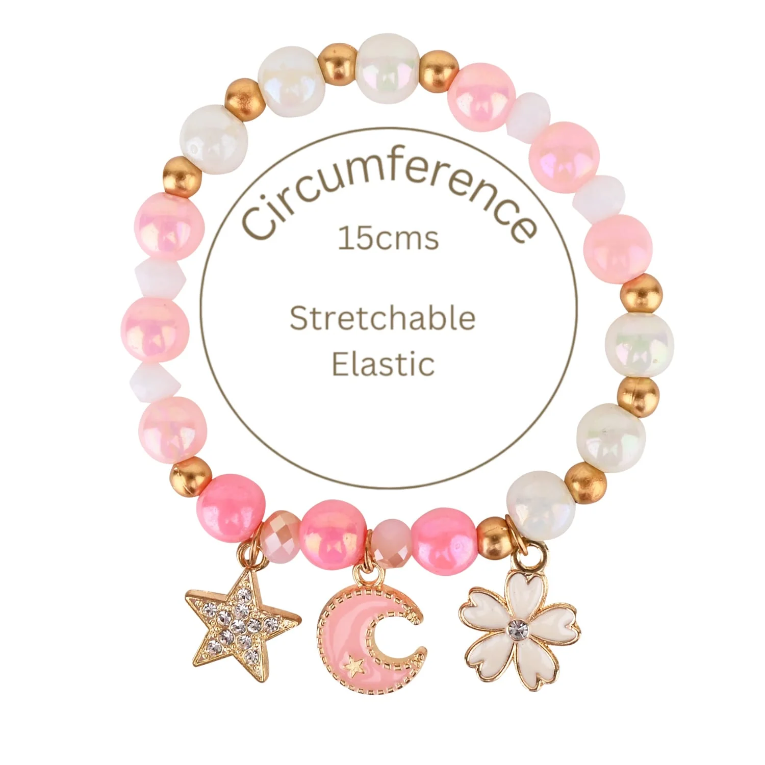 Star Moon Multi Charm Beaded Bracelet - Image 3