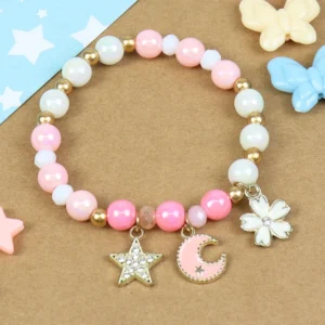 Star Moon Multi Charm Beaded Bracelet